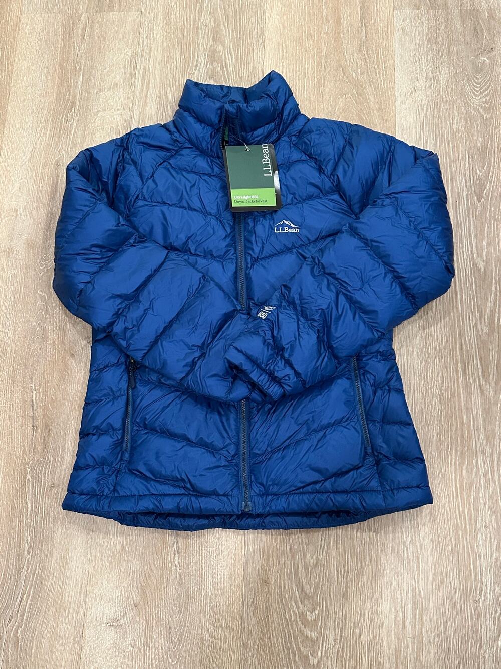 L.L.Bean Ultralight 850 Down Jacket Women's Petite Small, Ocean Blue, NWT